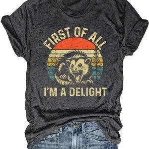 Graphic Tee with Opossum Design